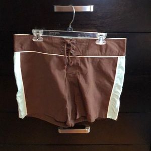 Brown ultra low waste board shorts